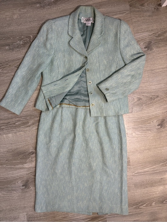 Carlisle Jackets & Blazers - Vintage Carlisle Wool blend Sage Green Blazer and Skirt Set - classy old money